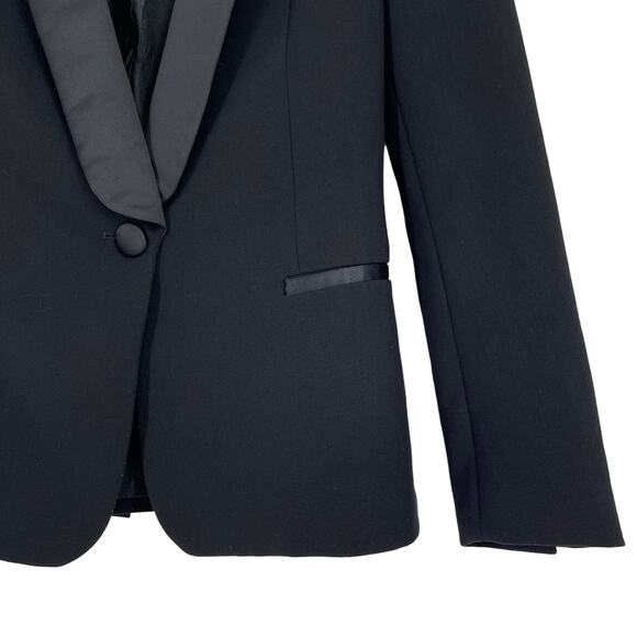 Zara Basic Collection Satin Lapel Tuxedo Blazer Black Fitted Size XS - Picture 4 of 13